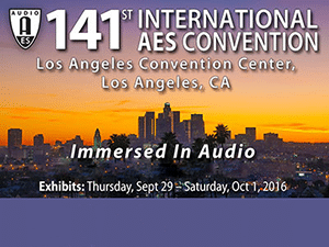 Banner ad with the city of Los Angeles in the background to promote the 141st AES Convention