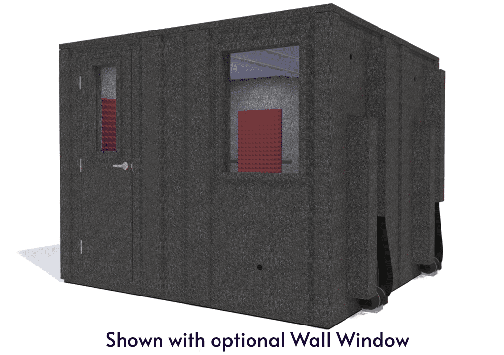 WhisperRoom MDL 102102 E shown from the front with door closed and burgundy foam