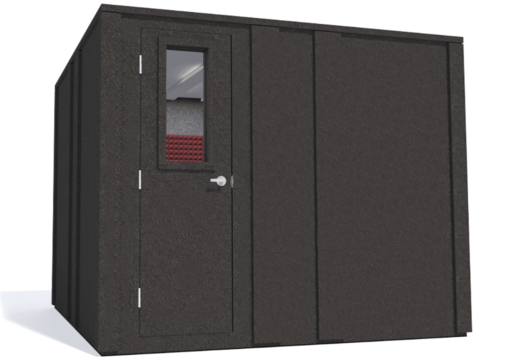 WhisperRoom MDL 102102 E shown with the door closed from the left side with burgundy foam
