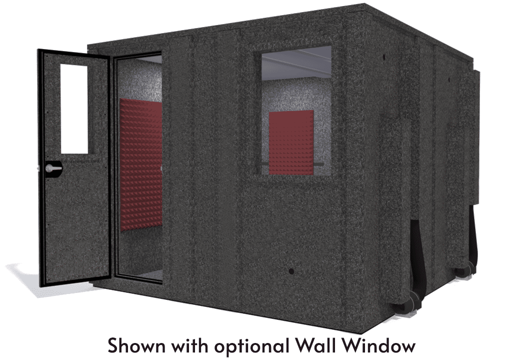 WhisperRoom MDL 102102 E shown from the front with door open and burgundy foam