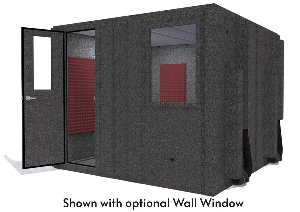 WhisperRoom MDL 102102 S shown from the front with door open and burgundy foam