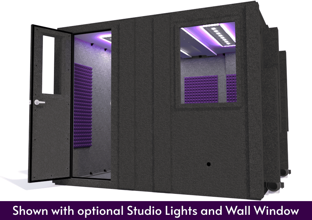 WhisperRoom MDL 102102 S shown with the door open from the front with purple foam