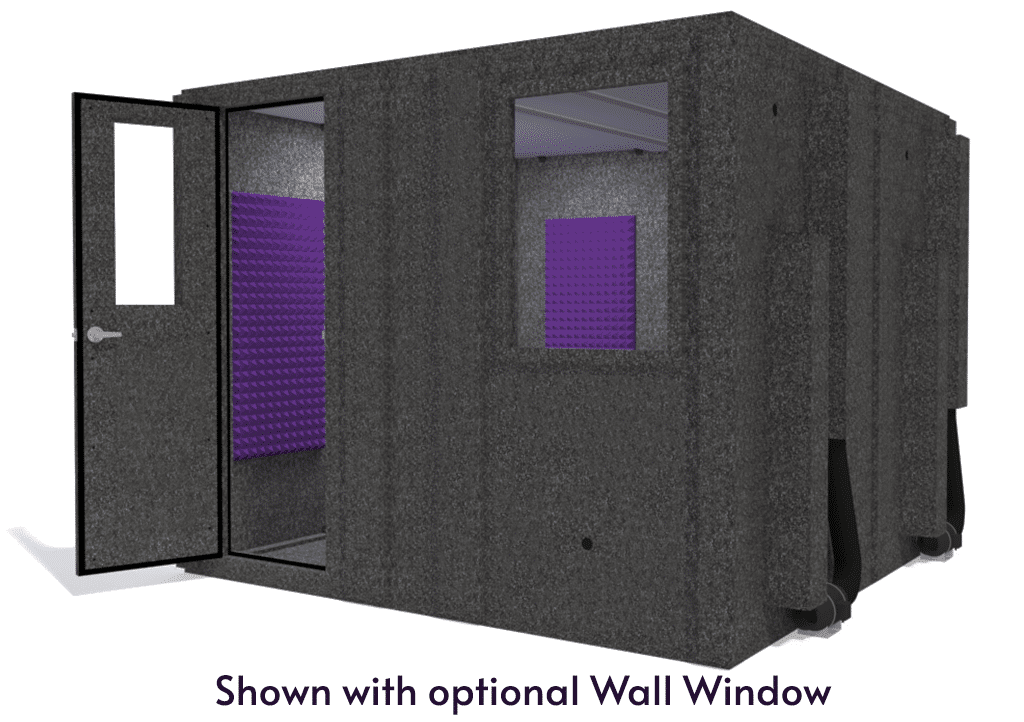 WhisperRoom MDL 102102 S shown from the front with door open and purple foam