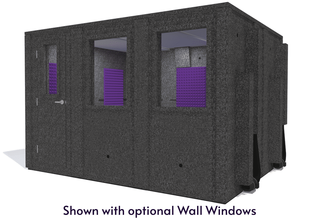 WhisperRoom MDL 102126 E shown from the front with door closed and purple foam