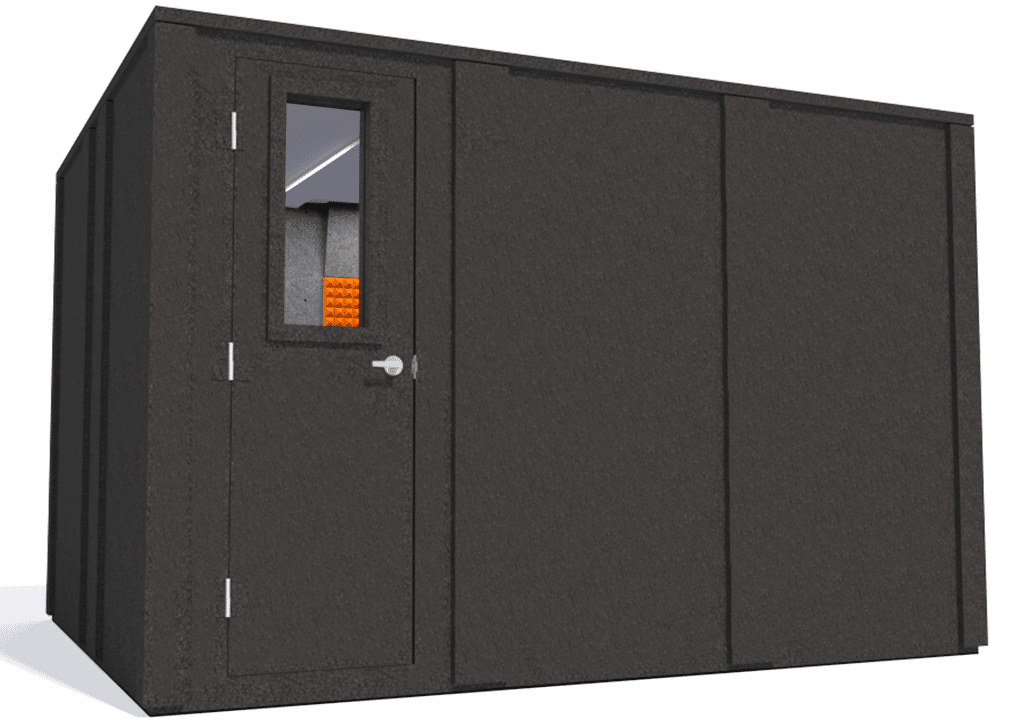 WhisperRoom MDL 102126 E shown with the door closed from the left side with orange foam