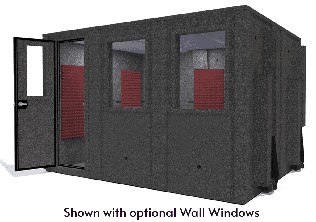 WhisperRoom MDL 102126 E shown from the front with door open and burgundy foam
