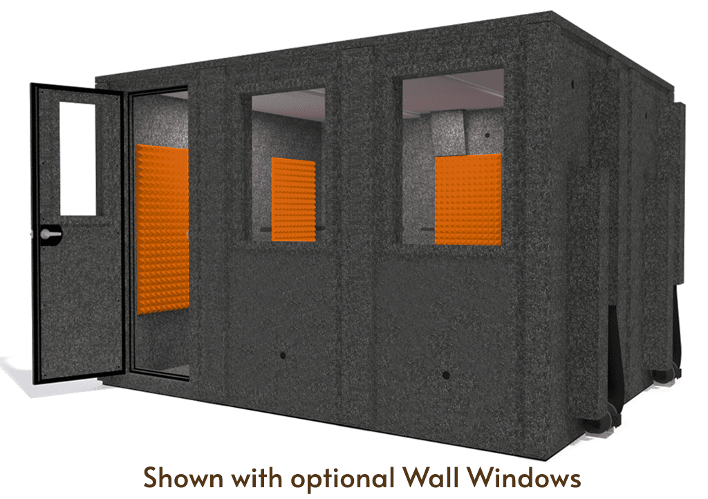 WhisperRoom MDL 102126 E shown from the front with door open and orange foam