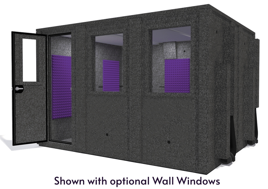 WhisperRoom MDL 102126 E shown from the front with door open and purple foam