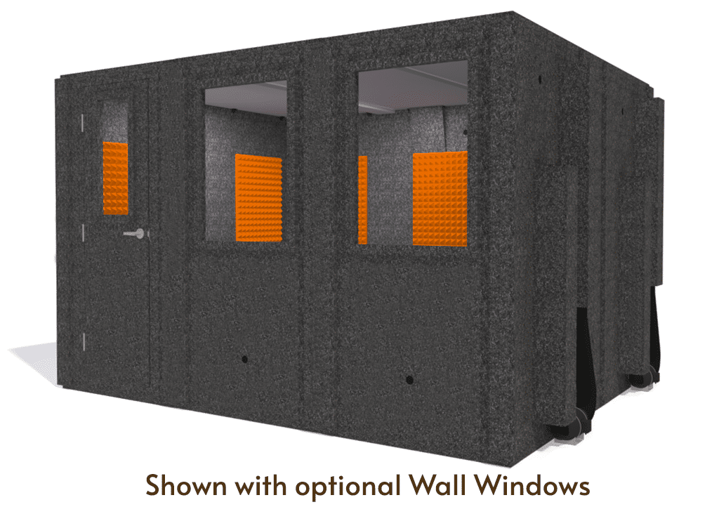 WhisperRoom MDL 102126 S shown from the front with door closed and orange foam