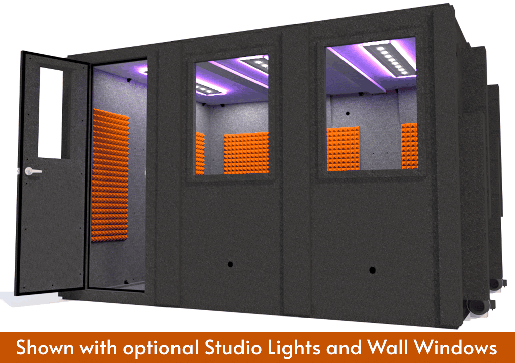 WhisperRoom MDL 102126 S shown from the front with the door open and orange foam