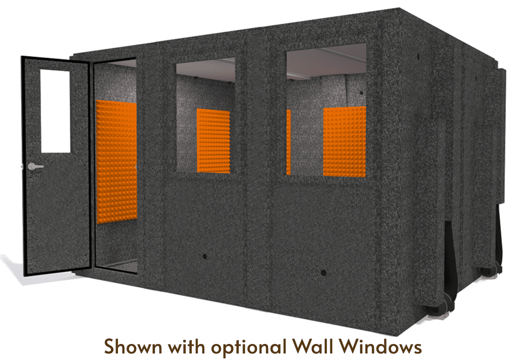 WhisperRoom MDL 102126 S shown from the front with door open and orange foam