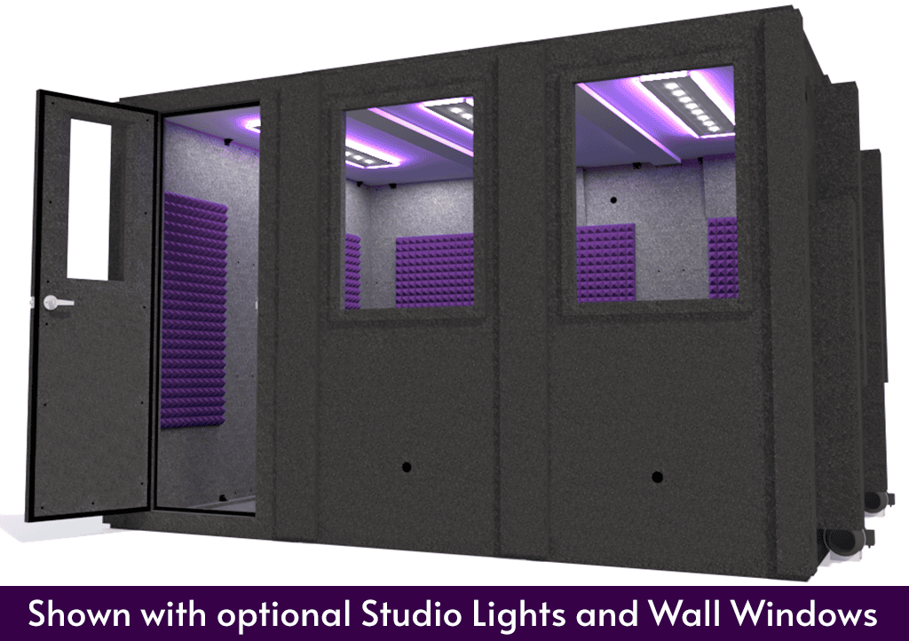 WhisperRoom MDL 102126 S shown from the front with the door open and purple foam
