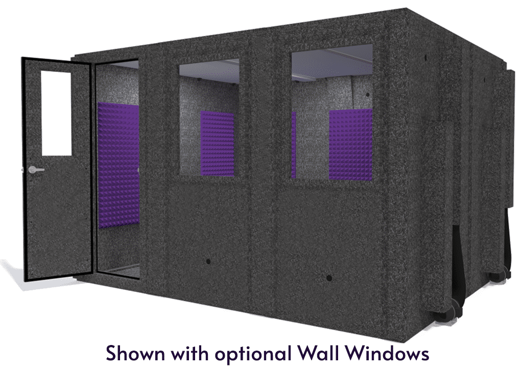 WhisperRoom MDL 102126 S shown from the front with door open and purple foam