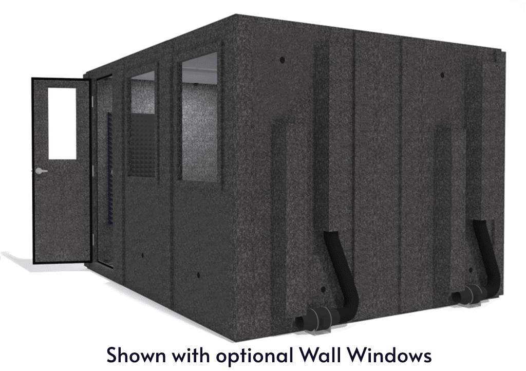 WhisperRoom MDL 102126 S shown from the side with door open and gray foam