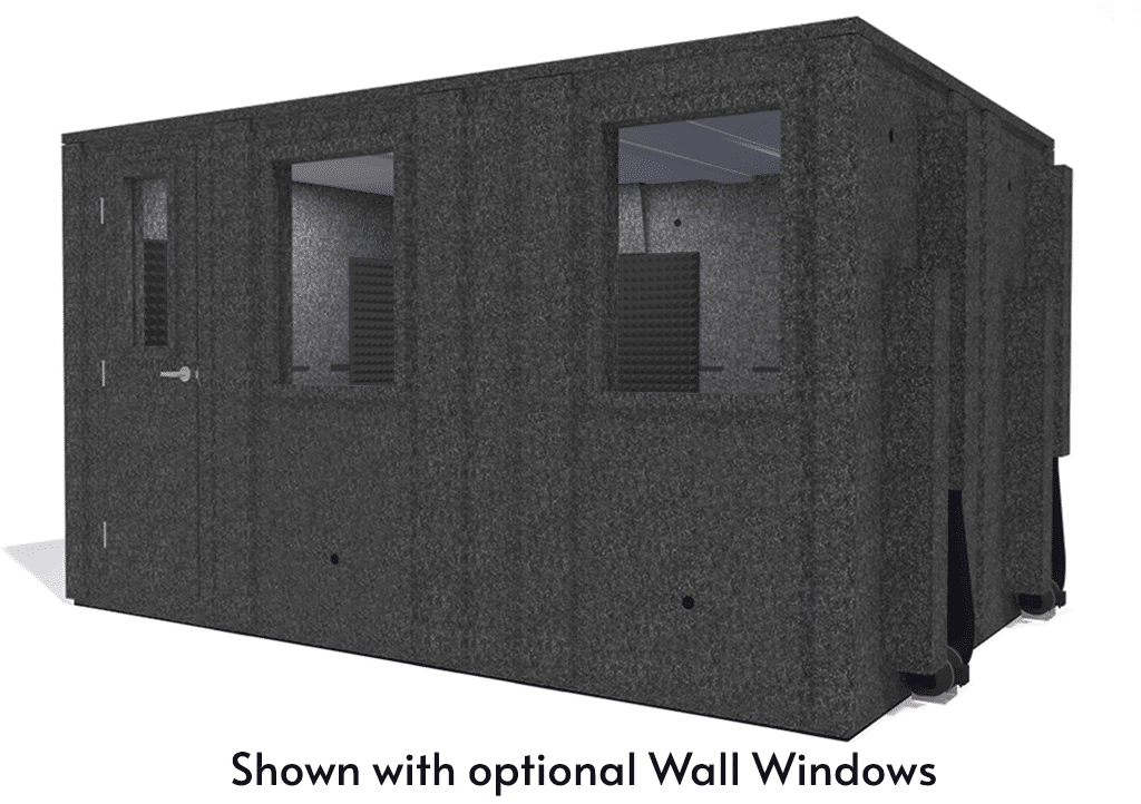 WhisperRoom MDL 102144 E shown from the front with door closed and gray foam