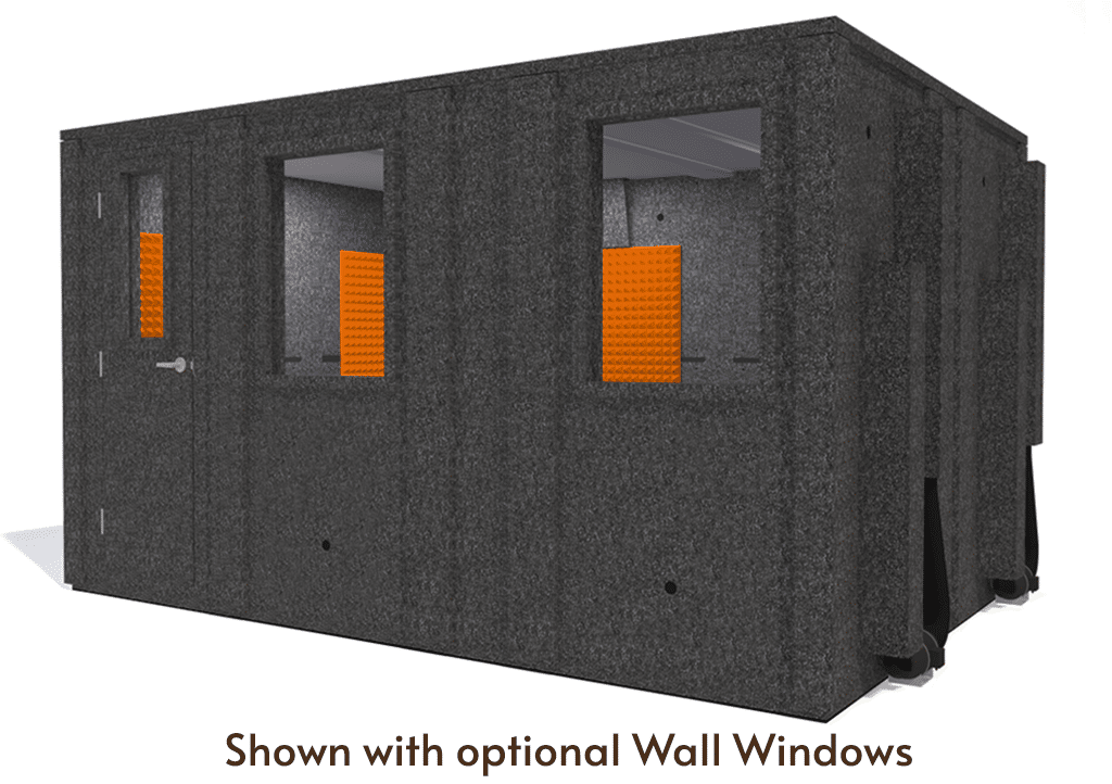 WhisperRoom MDL 102144 E shown from the front with door closed and orange foam