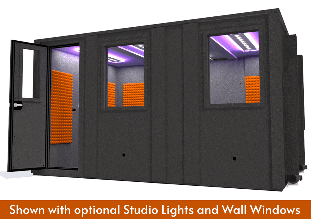 WhisperRoom MDL 102144 E shown from the front with the door open and orange foam