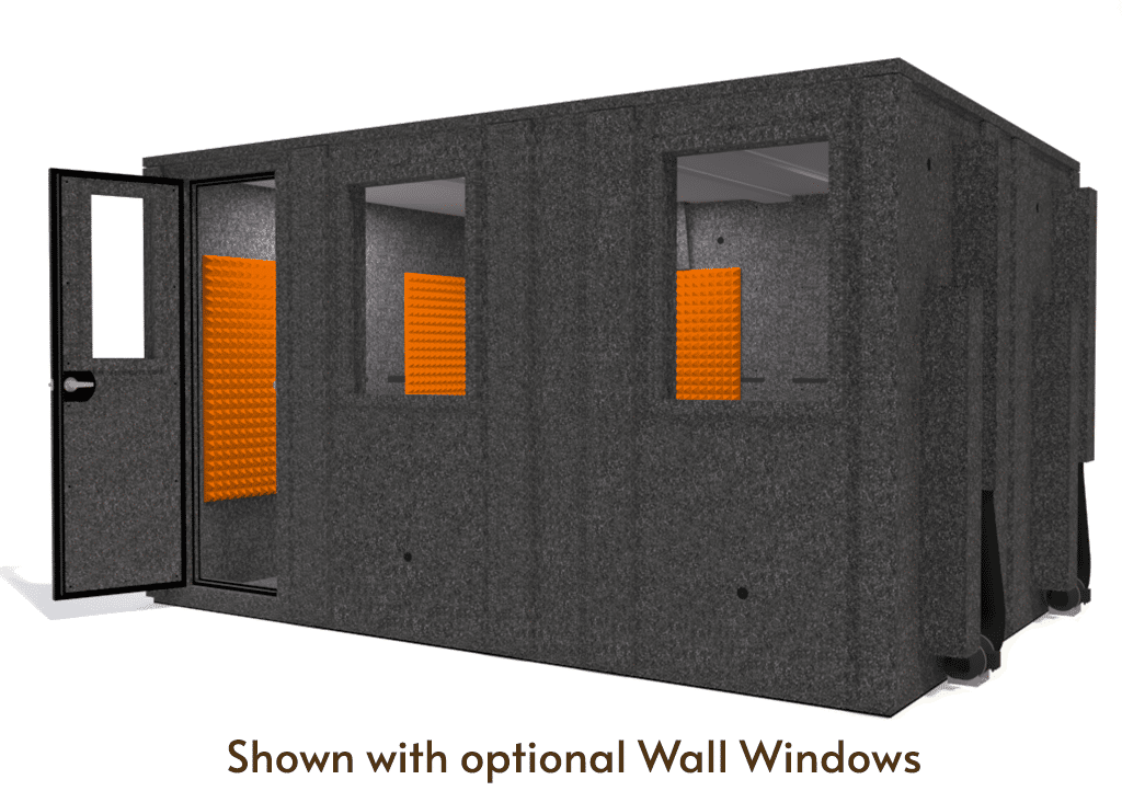 WhisperRoom MDL 102144 E shown from the front with door open and orange foam