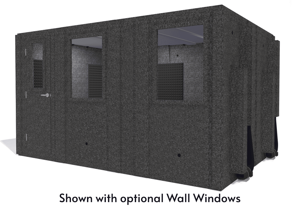 WhisperRoom MDL 102144 S shown from the front with door closed and gray foam
