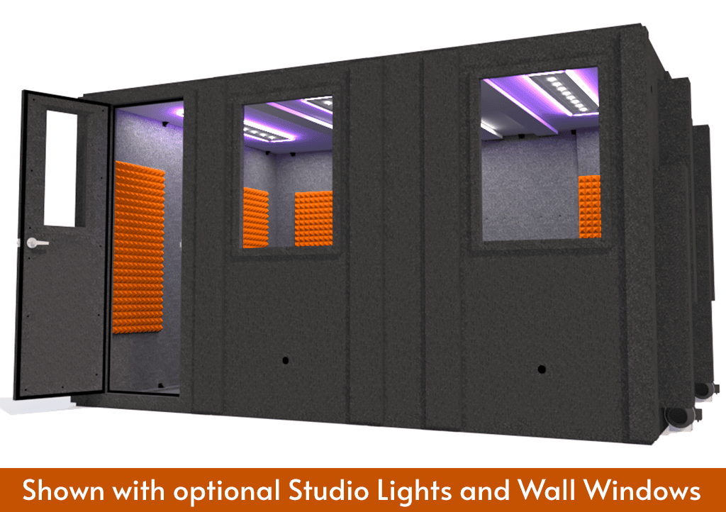 WhisperRoom MDL 102144 S shown from the front with the door open and orange foam