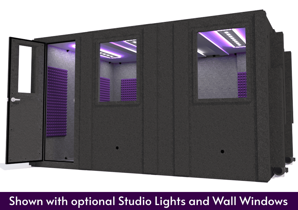 WhisperRoom MDL 102144 S shown from the front with the door open and purple foam