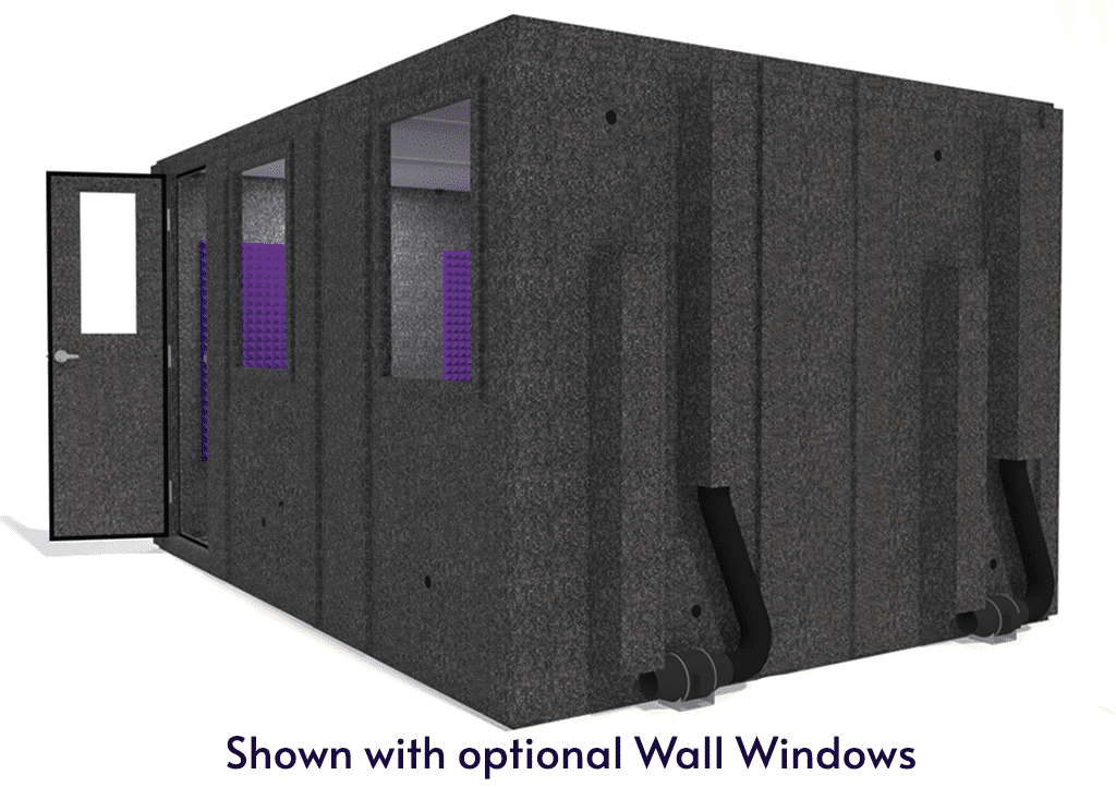 WhisperRoom MDL 102144 S shown from the side with door open and purple foam