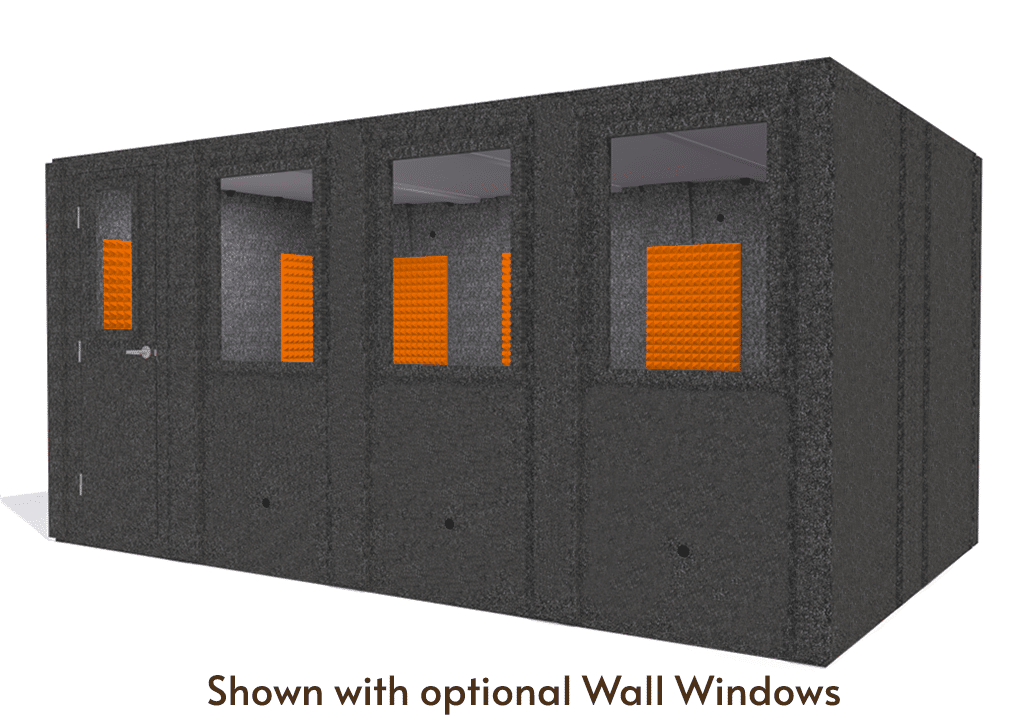 WhisperRoom MDL 102168 S shown from the front with door closed and orange foam