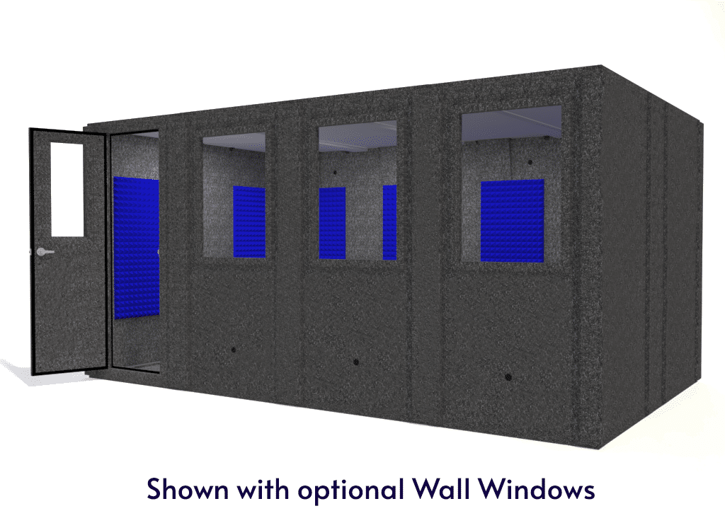 WhisperRoom MDL 102168 S shown from the front with door open and blue foam