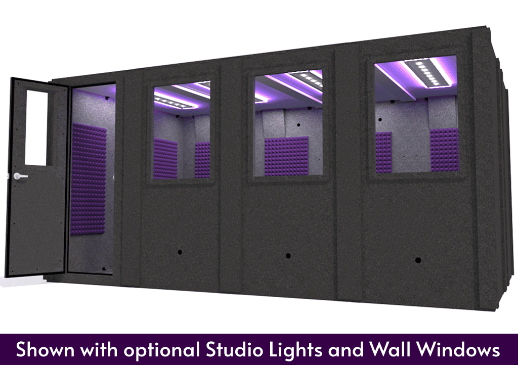 WhisperRoom MDL 102168 S shown from the front with the door open and purple foam