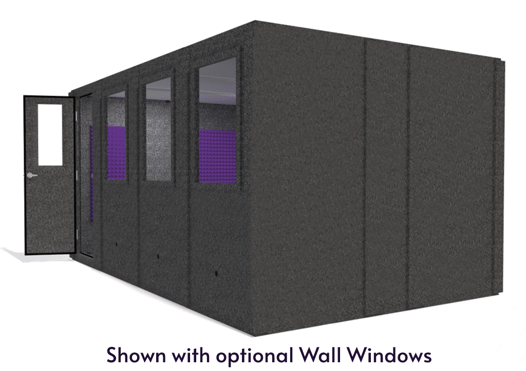 WhisperRoom MDL 102168 S shown from the side with door open and purple foam