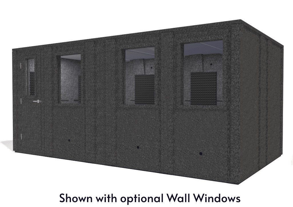WhisperRoom MDL 102186 E shown from the front with door closed and gray foam