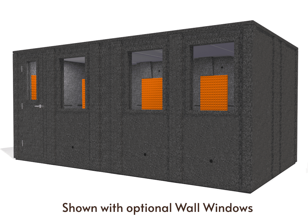 WhisperRoom MDL 102186 E shown from the front with door closed and orange foam
