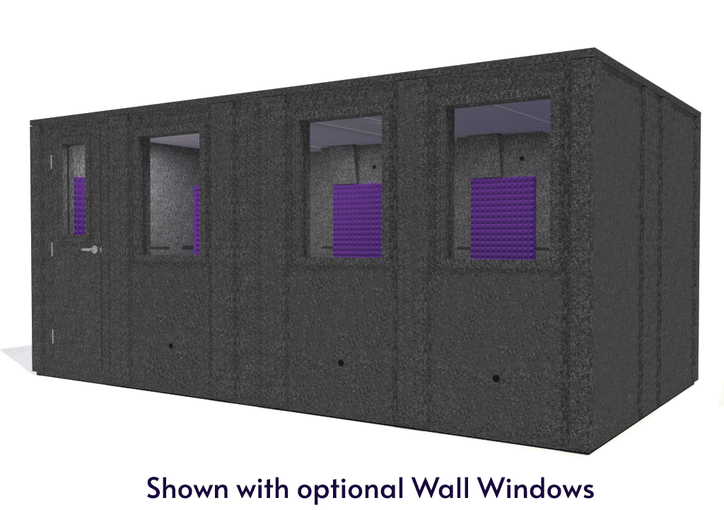 WhisperRoom MDL 102186 E shown from the front with door closed and purple foam