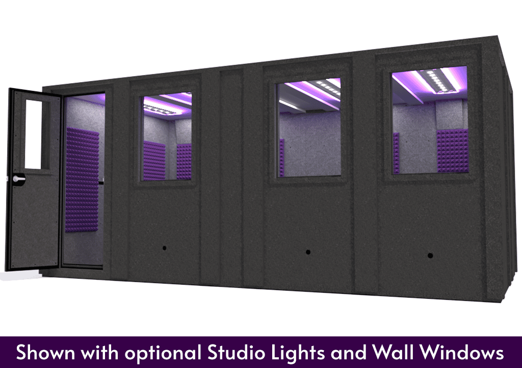WhisperRoom MDL 102186 E shown from the front with the door open and purple foam