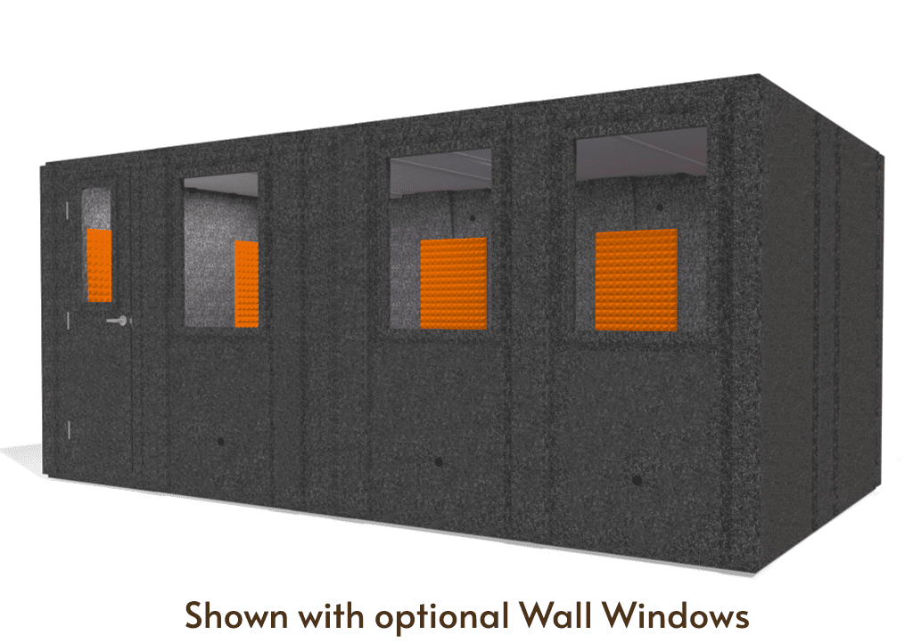 WhisperRoom MDL 102186 S shown from the front with door closed and orange foam