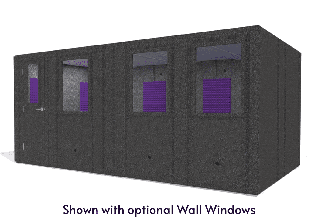 WhisperRoom MDL 102186 S shown from the front with door closed and purple foam
