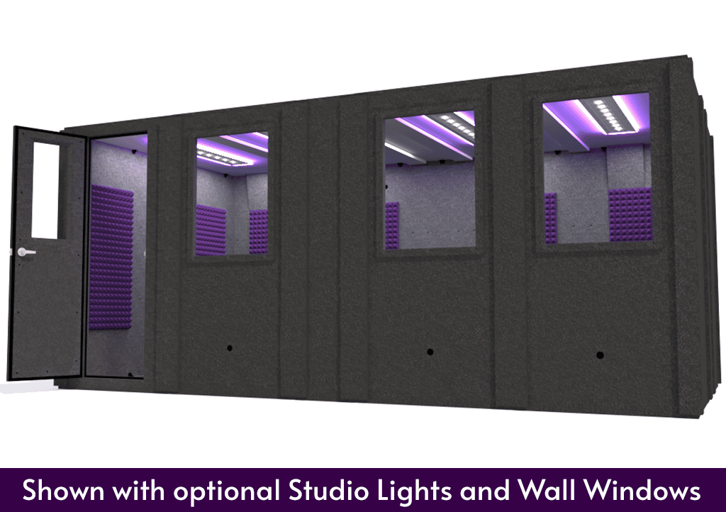 WhisperRoom MDL 102186 S shown from the front with the door open and purple foam