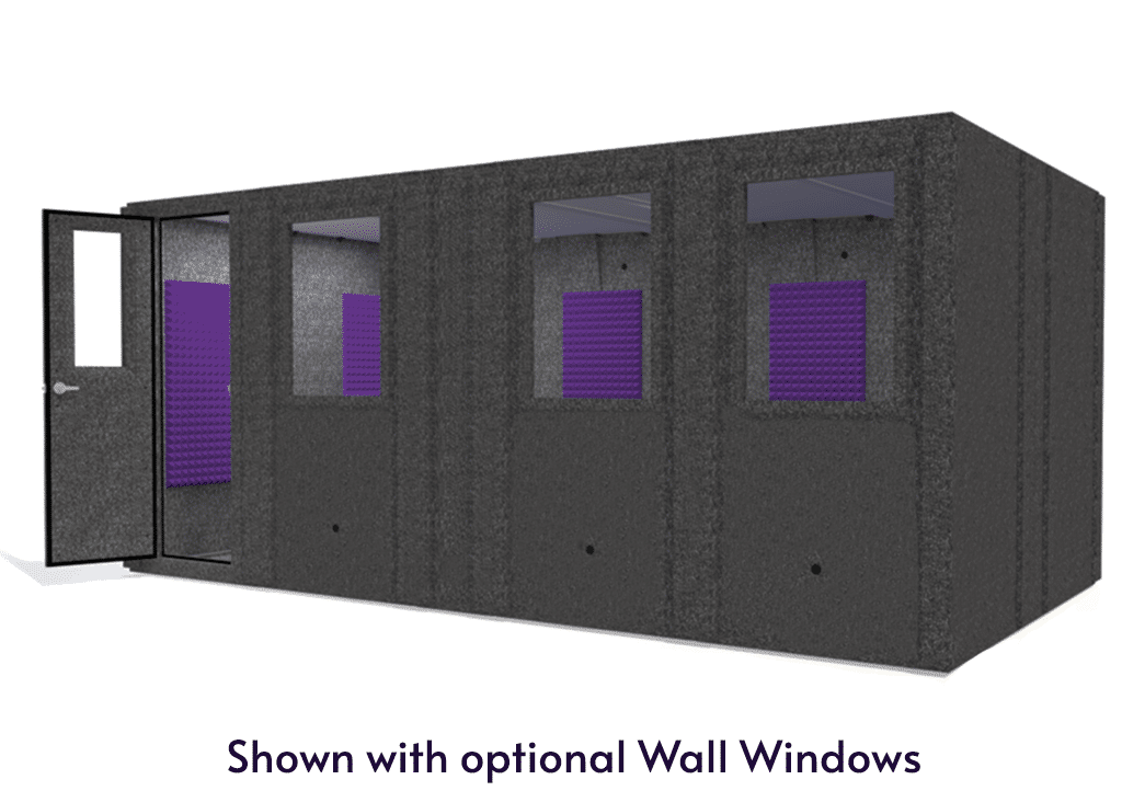 WhisperRoom MDL 102186 S shown from the front with door open and purple foam