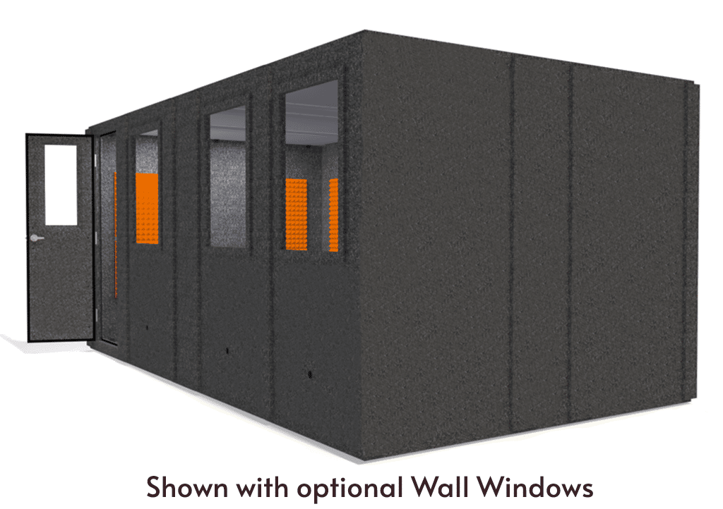 WhisperRoom MDL 102186 S shown from the front with door open and orange foam