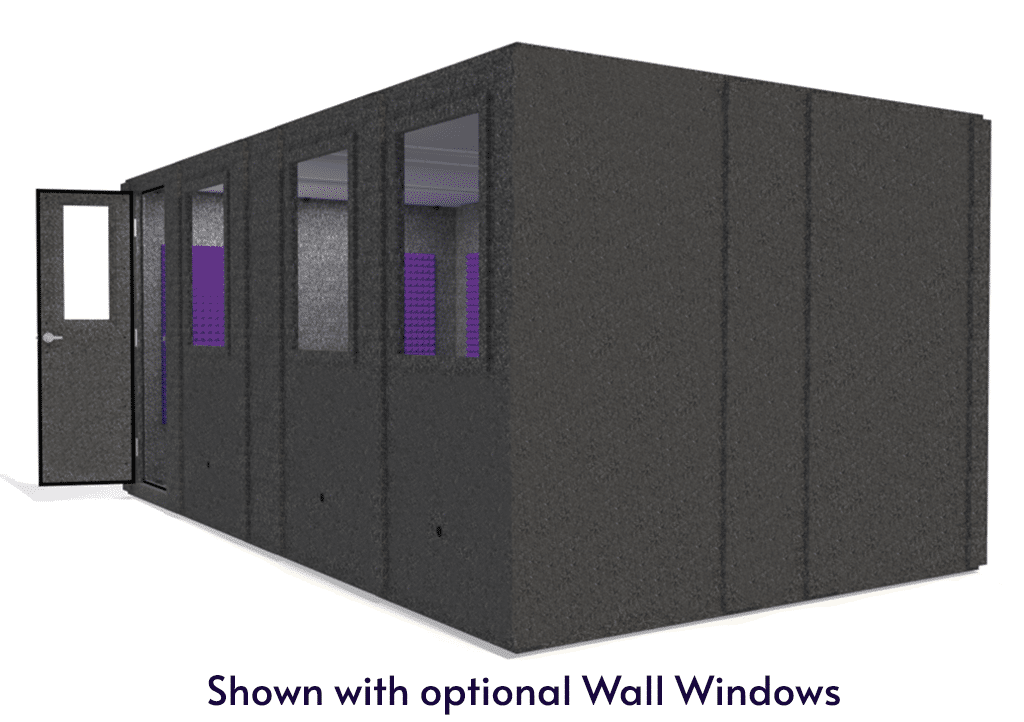 WhisperRoom MDL 102186 S shown from the side with door open and purple foam