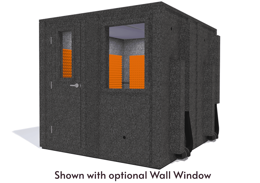 WhisperRoom MDL 10284 E shown from the front with door closed and orange foam