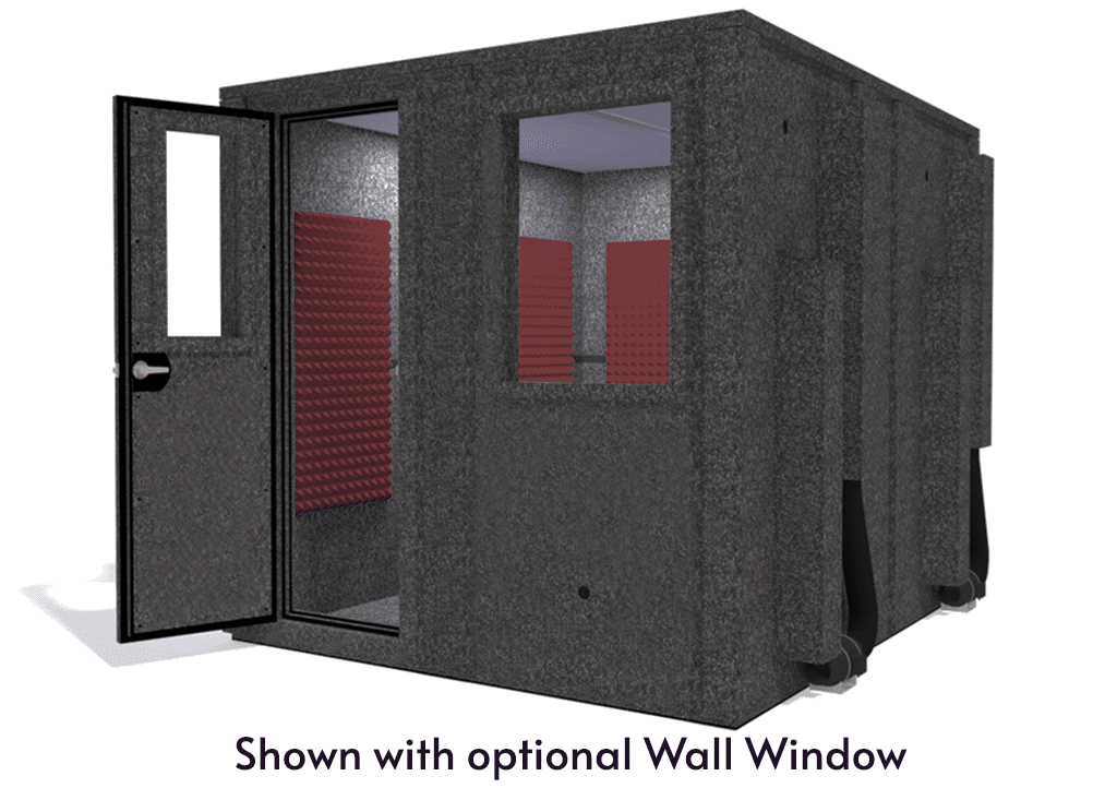 WhisperRoom MDL 10284 E shown from the front with door open and burgundy foam