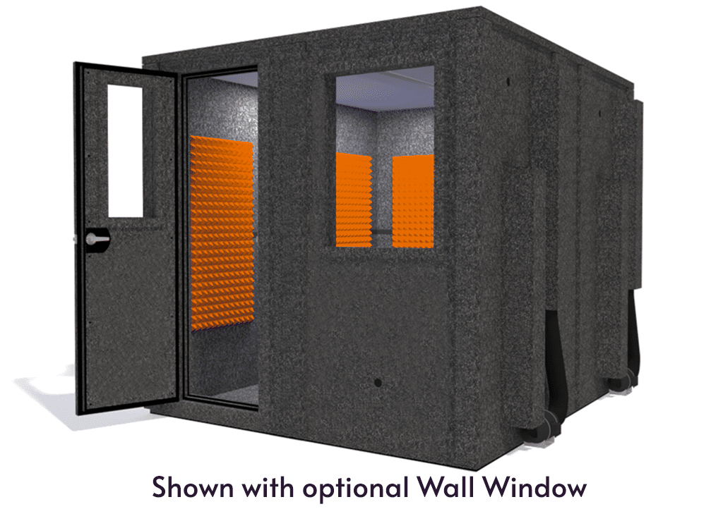 WhisperRoom MDL 10284 E shown from the front with door open and orange foam