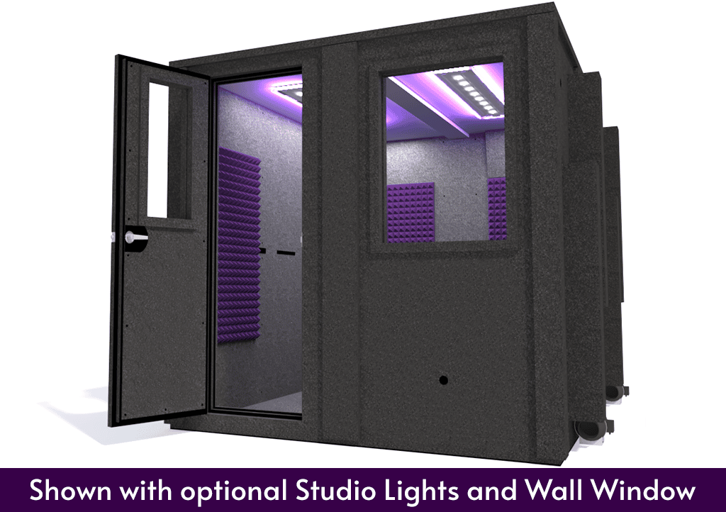 WhisperRoom MDL 10284 E shown from the front with the door open and purple foam