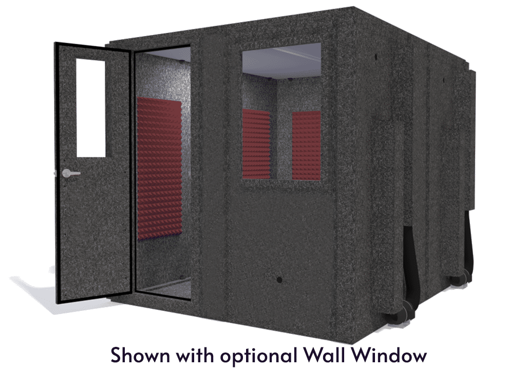 WhisperRoom MDL 10284 S shown from the front with door open and burgundy foam