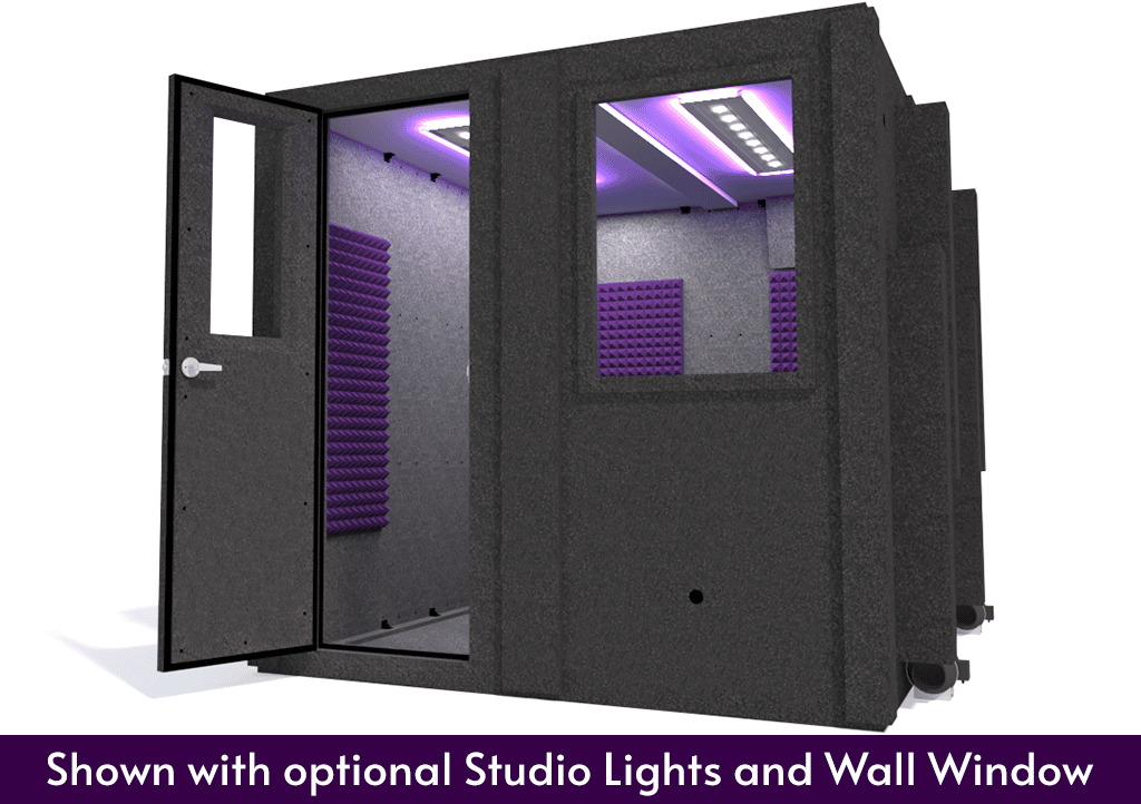 WhisperRoom MDL 10284 S shown with the door open from the front with purple foam