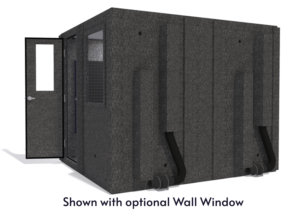 WhisperRoom MDL 10284 S shown from the side with door open and gray foam