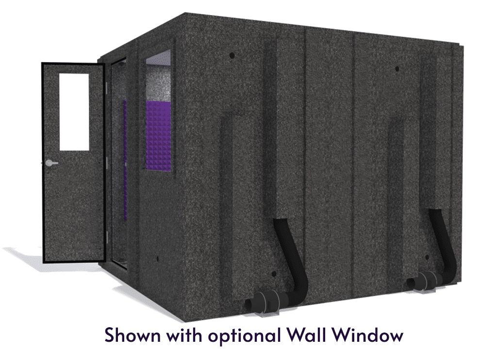 WhisperRoom MDL 10284 S shown from the side with door open and purple foam