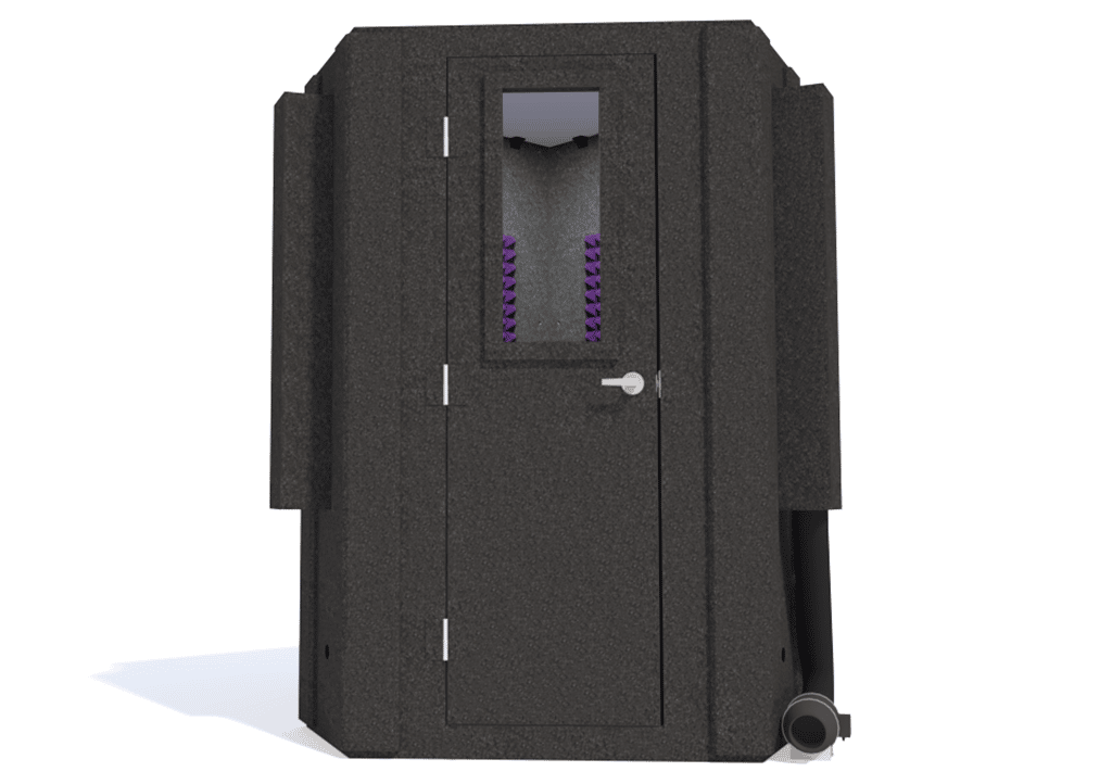 WhisperRoom MDL 127 LP S shown from the front with door closed and purple foam