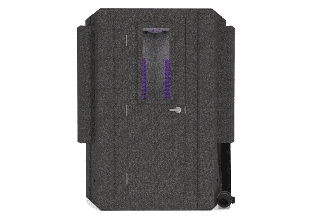 WhisperRoom MDL 127 LP S shown from the front with closed door and purple foam